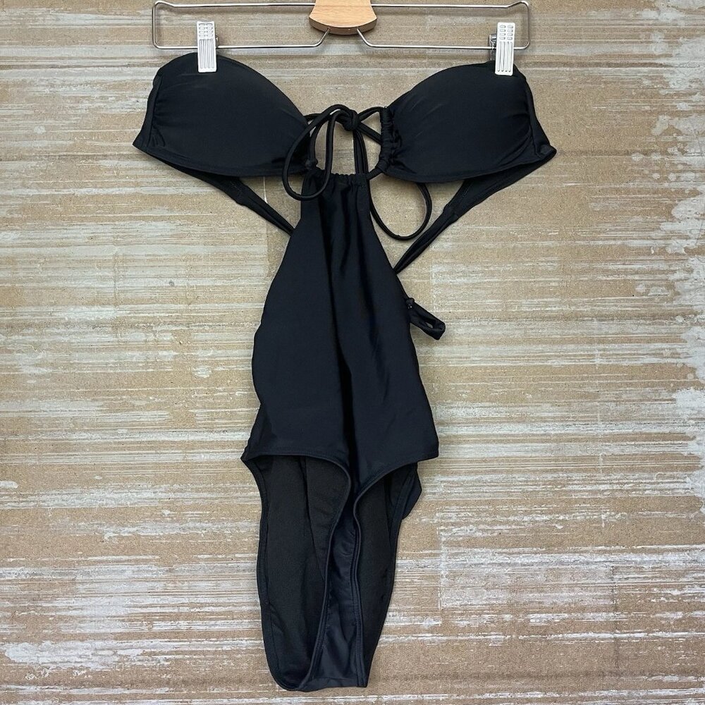 6 Shore Road Push Cart One Piece Swimsuit Black Monokini Sexy Beach Womens M